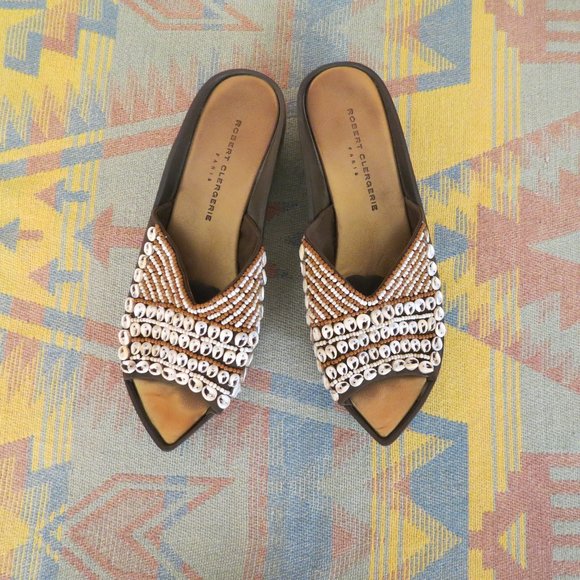 Robert Clergerie Shoes - Clergerie Ethnic Pointed Toe Shell Sandals 9
